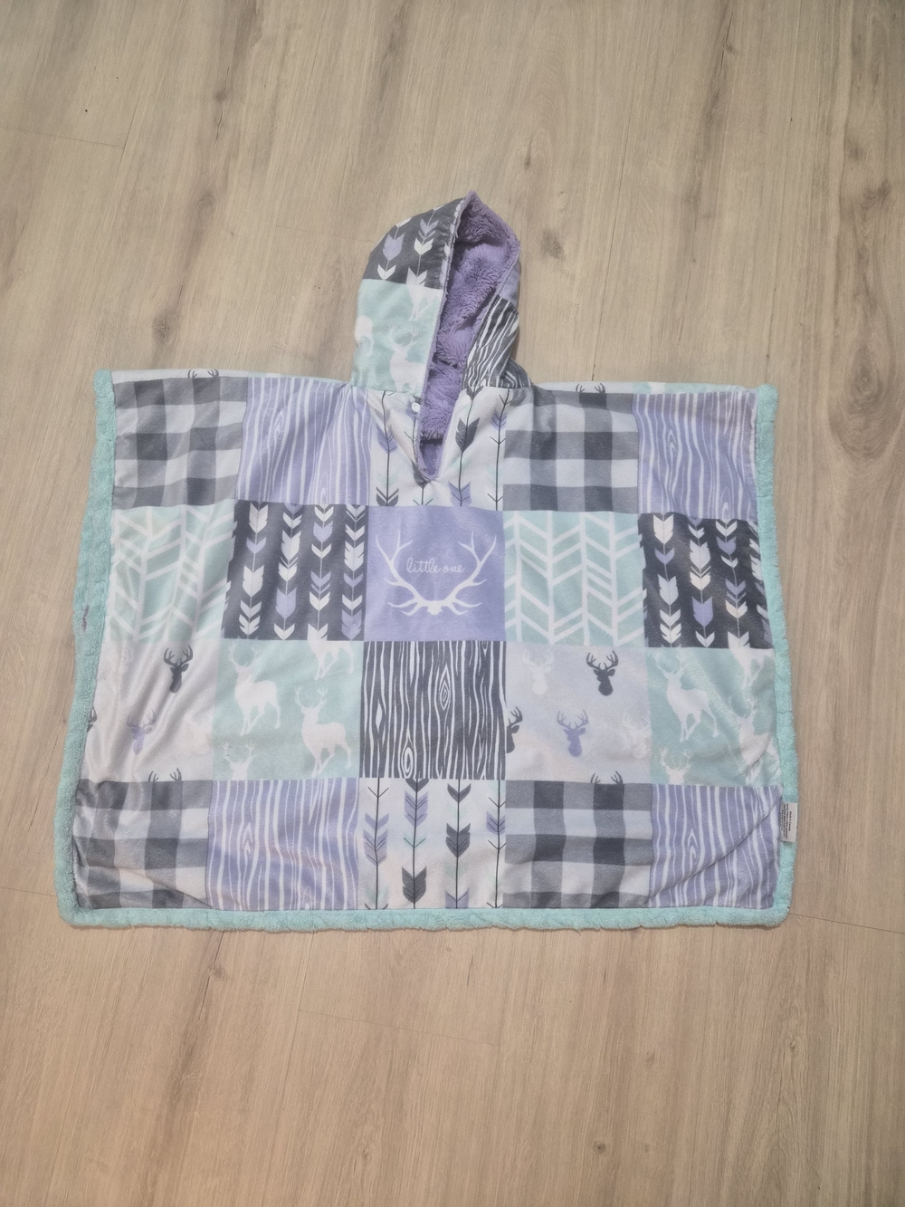 Kids Hooded Poncho Towel - Mint, Lavender & Gray